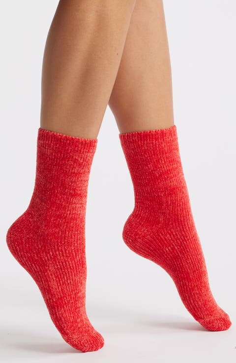Fuzzy Chenille Crew Socks