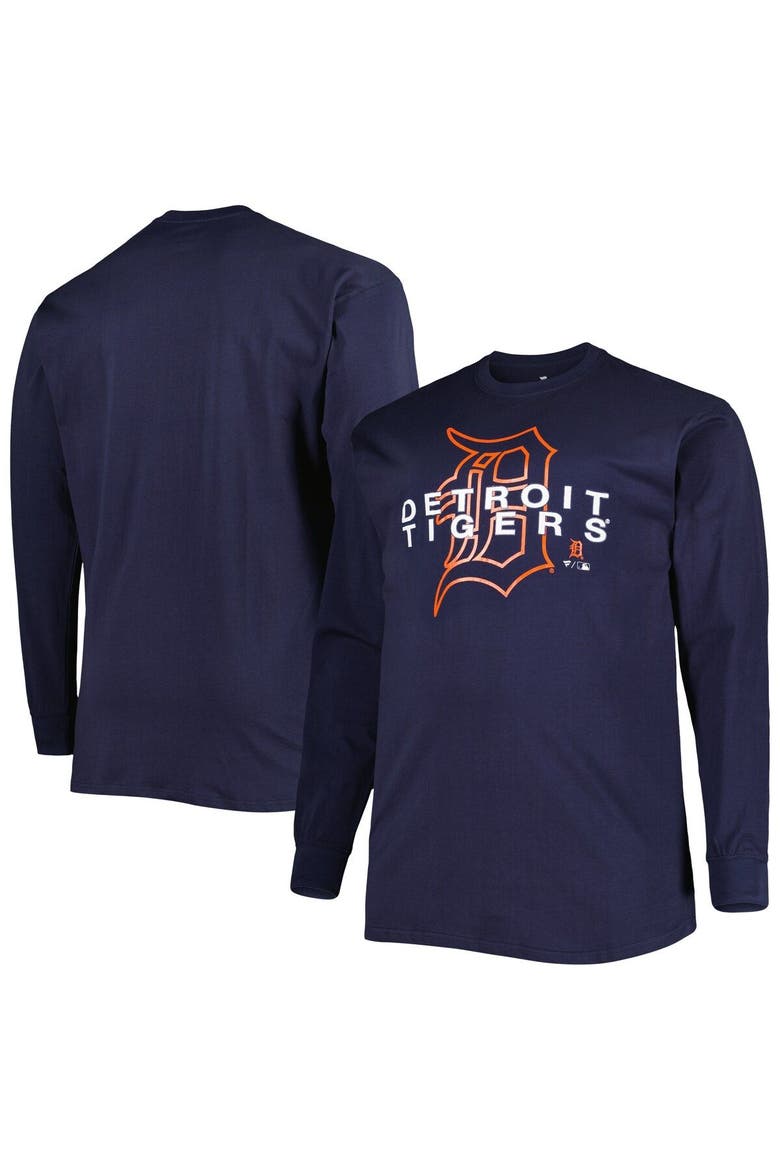 Men's Navy Detroit Tigers Big & Tall Long Sleeve T-Shirt, Main, color, Navy
