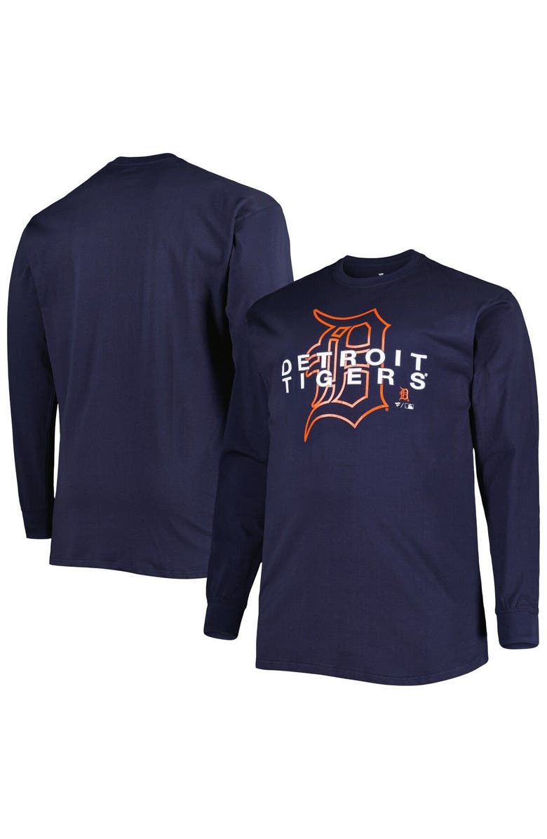PROFILE Men's Navy Detroit Tigers Big & Tall Long Sleeve T-Shirt, Main, color,