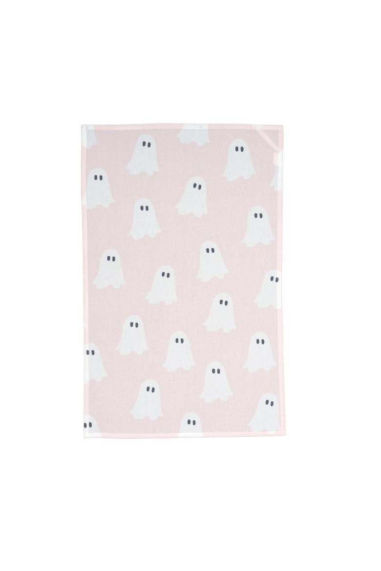 Boo Bash Ghosts 100% Cotton Pink Halloween Dishtowel, Alternate, color, Pink