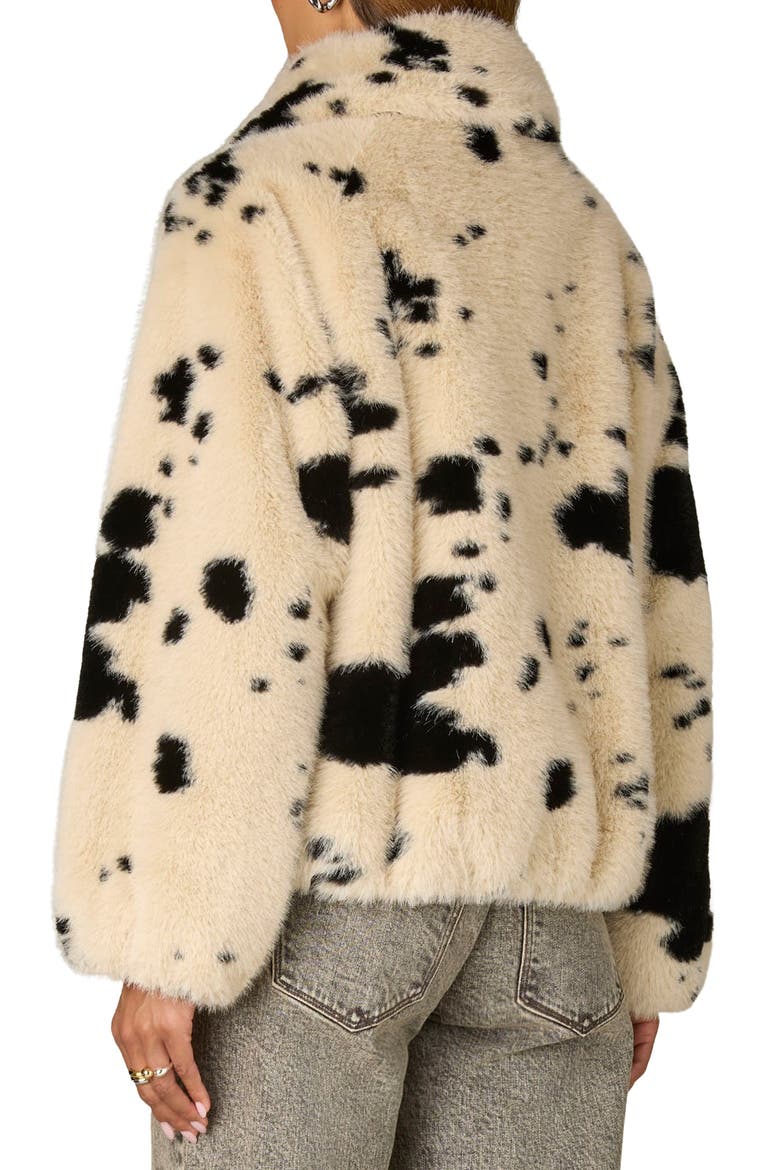 Blouson Sleeve Faux Fur Jacket, Alternate, color, BIRCH/ BLACK