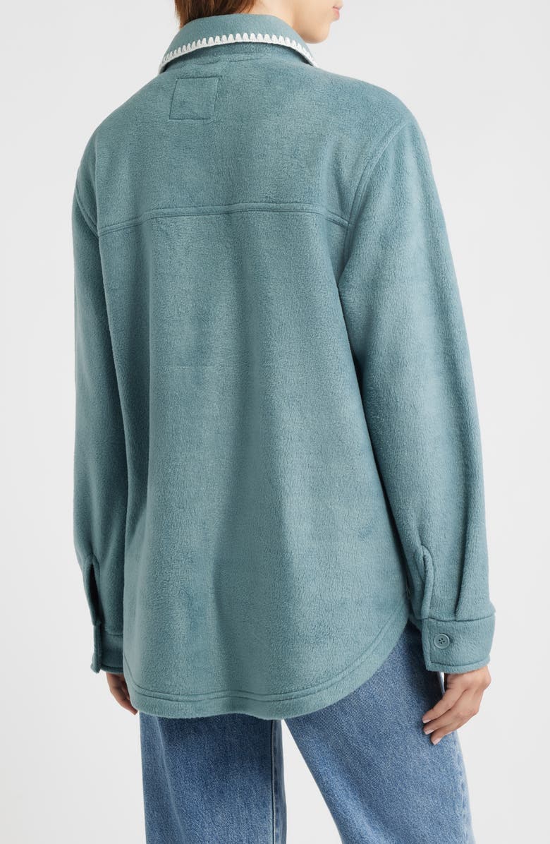 Thread & Supply Whipstitch Detail Polar Fleece Shirt Jacket, Alternate, color, Jade Cream Combo