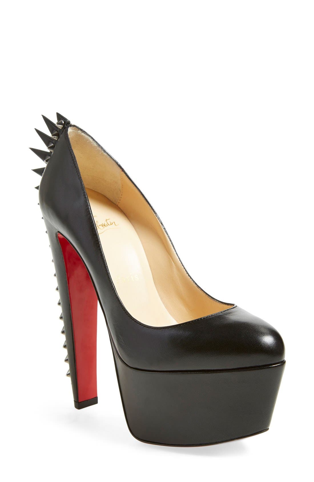 'Electropump' Spiked Platform Pump, Main, color, BLACK LEATHER