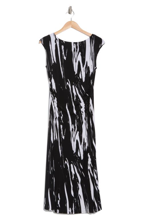 Connected Apparel Boat Neck Sleeveless Midi Dress In Black