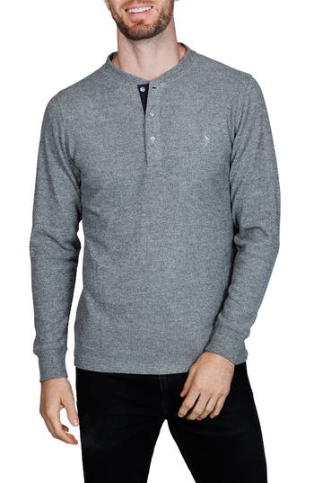Tailorbyrd Cozy Waffle Knit Long Sleeve Henley In Gray