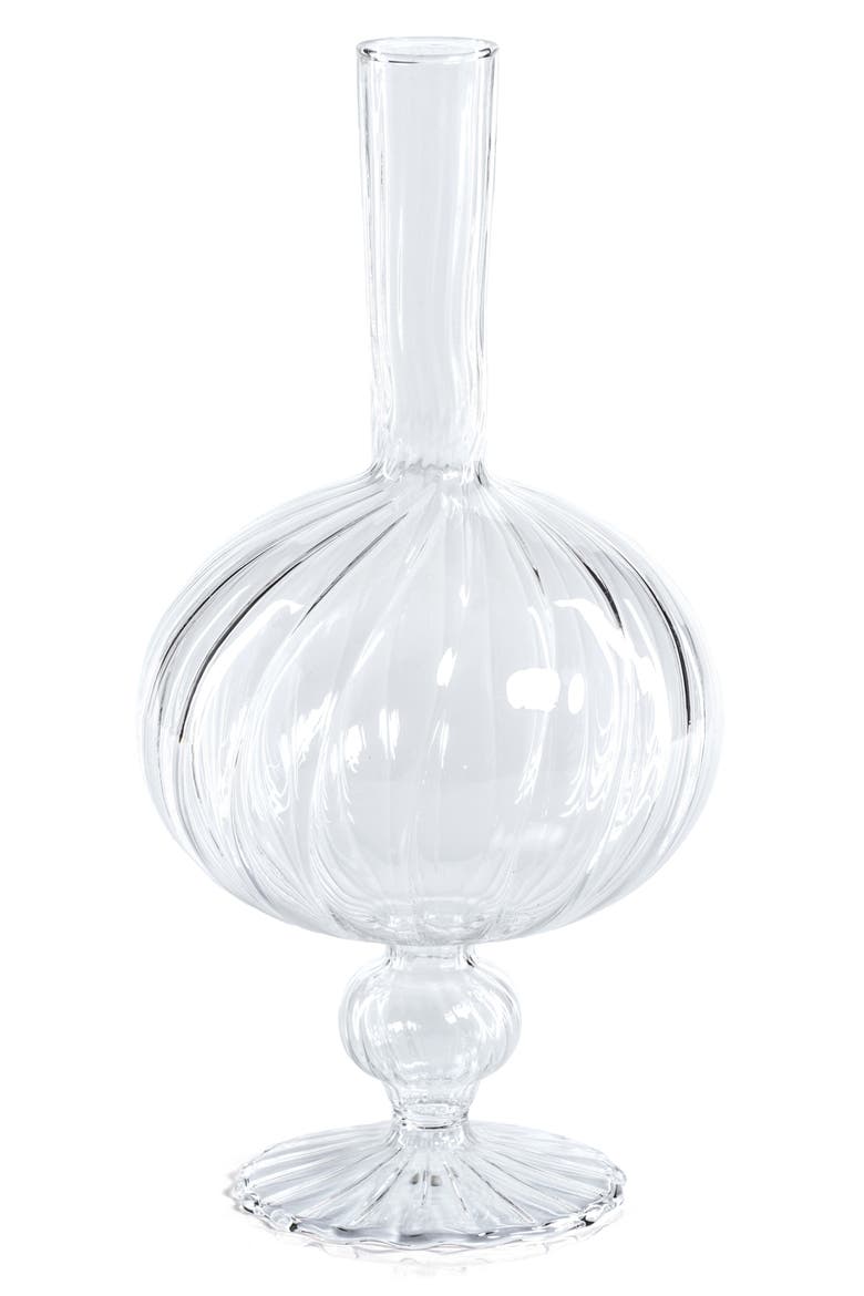 Vellum Spiral Footed Glass Vase, Main, color, CLEAR
