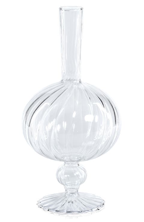 Vellum Spiral Footed Glass Vase