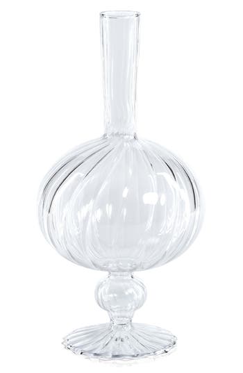 Zodax Vellum Spiral Footed Glass Vase In Transparent