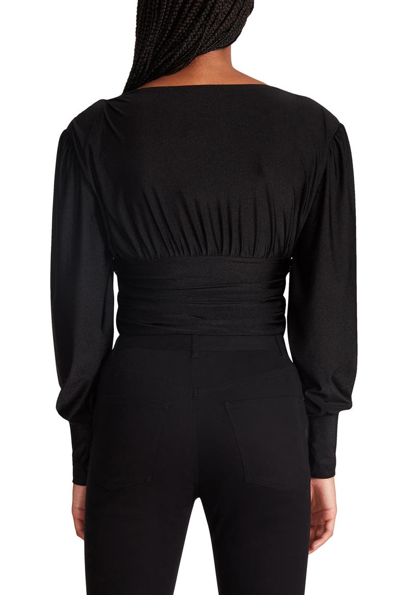 Kali Long Sleeve V-Neck Bodysuit, Alternate, color, BLACK