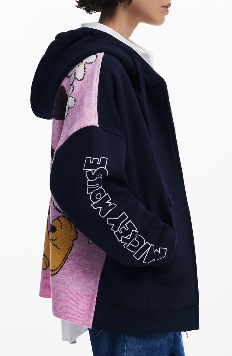 Desigual Mickey Mouse<sup>™</sup> Full-Zip Hoodie, Alternate, color, Navy Blue