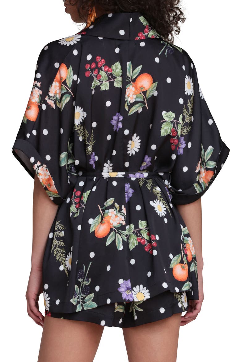 Floral Print Belted Tunic, Alternate, color, BLACK SCATTERED BOTANICAL