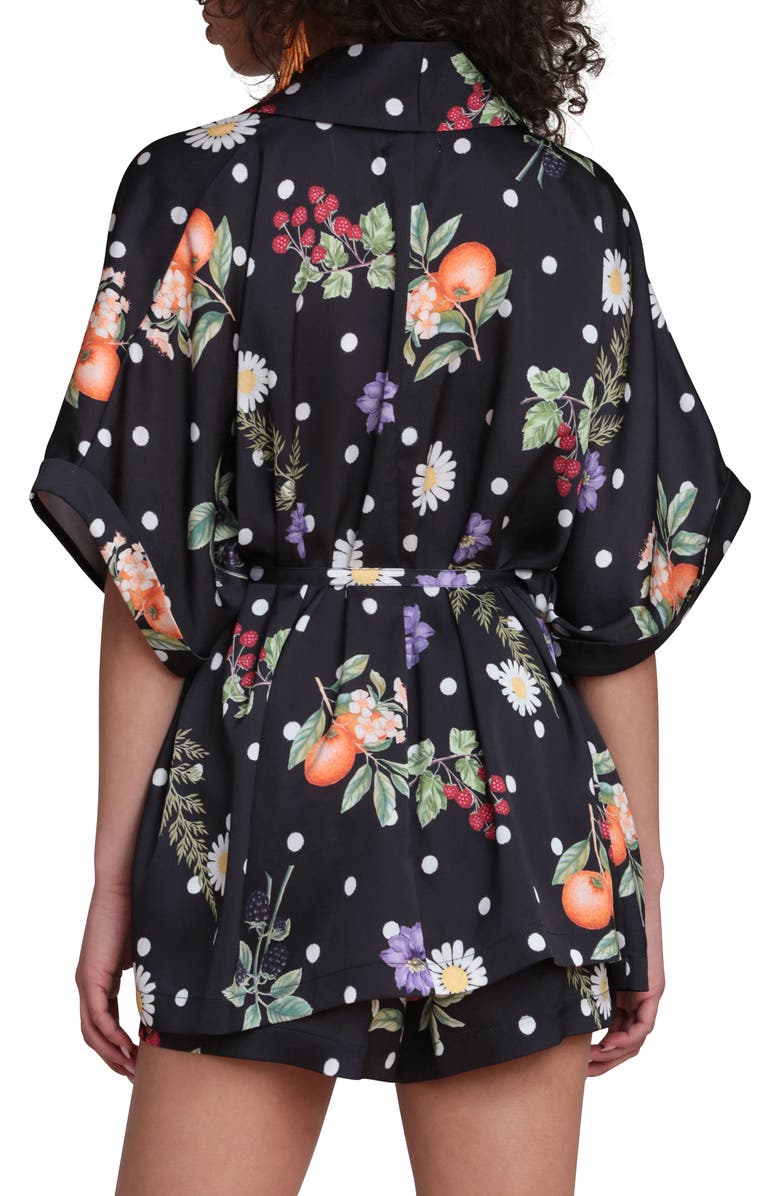Avec Les Filles Floral Print Belted Tunic, Alternate, color, Black Scattered Botanical