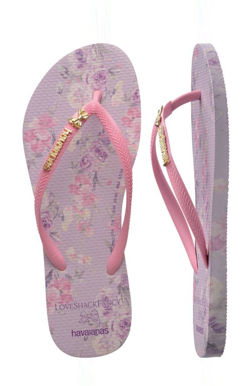 Havaianas X Loveshackfancy Slim Happy Thoughts Flip Flop In Pink