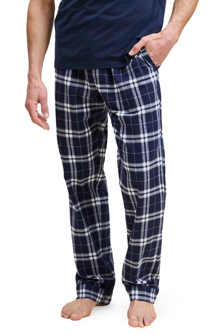 Oxford Tartan Cotton Twill Pants, Main, color, NAVY