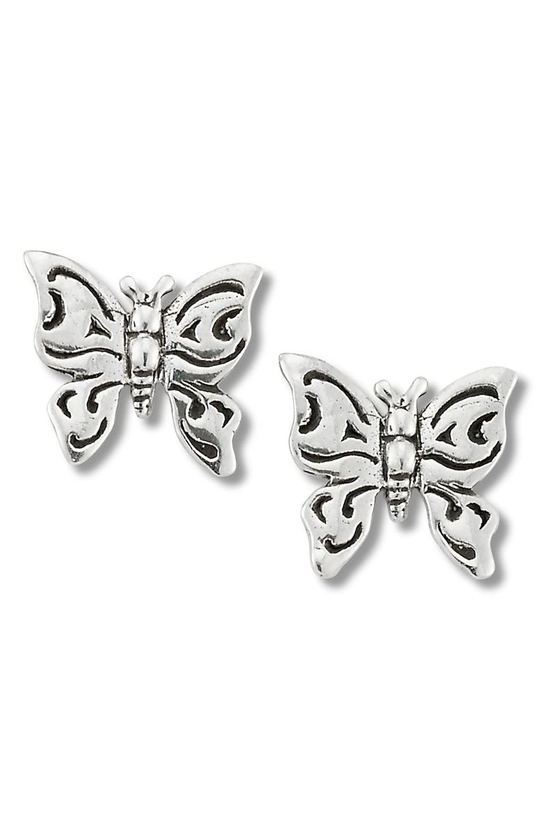 SAMUEL B. Sterling Silver Butterfly Stud Earrings, Main, color, Silver