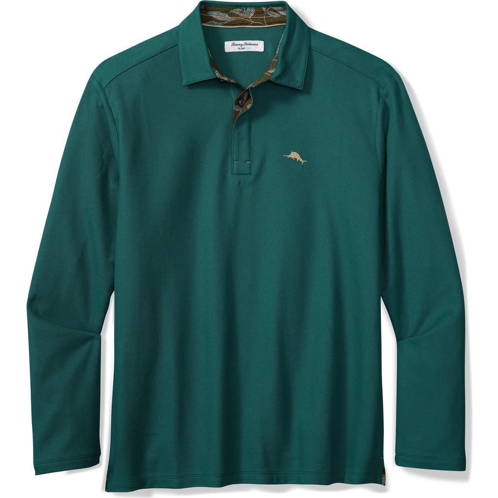 Tommy Bahama Vintage Vines Long Sleeve Five O'clock Islandzone® Piqué Polo In Blue