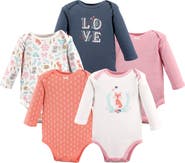 Hudson Baby Everyday Long-Sleeve Cotton Bodysuits Bundle of 5