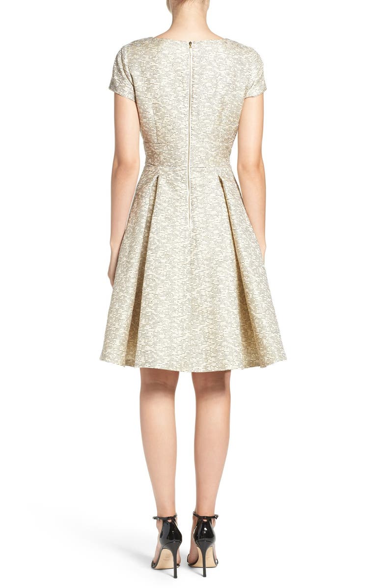 Eliza J Metallic Jacquard Fit & Flare Dress, Alternate, color, 
