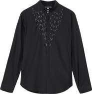 John Varvatos Lex Embellished Band Collar Silk & Wool Button-Up Shirt