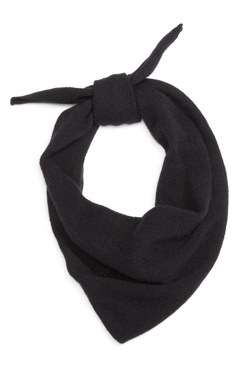Johnstons of Elgin Reel Cashmere Triangle Scarf, Main, color, Sa7210 Black