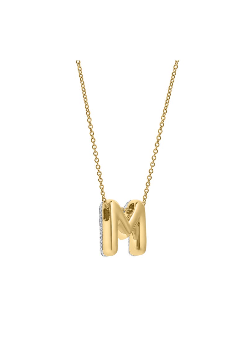 Big Bubble Initial Letter 14K Yellow Gold Diamond Pendant Necklace, Alternate, color, Gold M