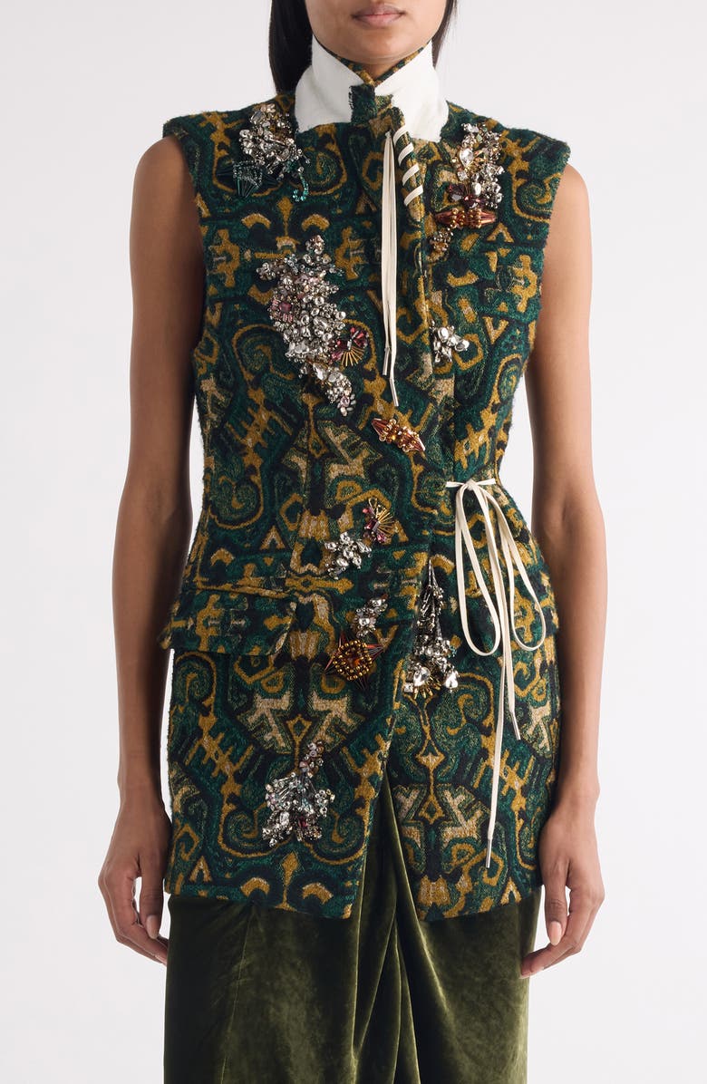 Dries Van Noten Bimbila Embellished Sleeveless Blazer, Main, color, Bottle