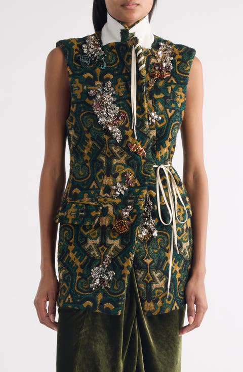 Bimbila Embellished Sleeveless Blazer