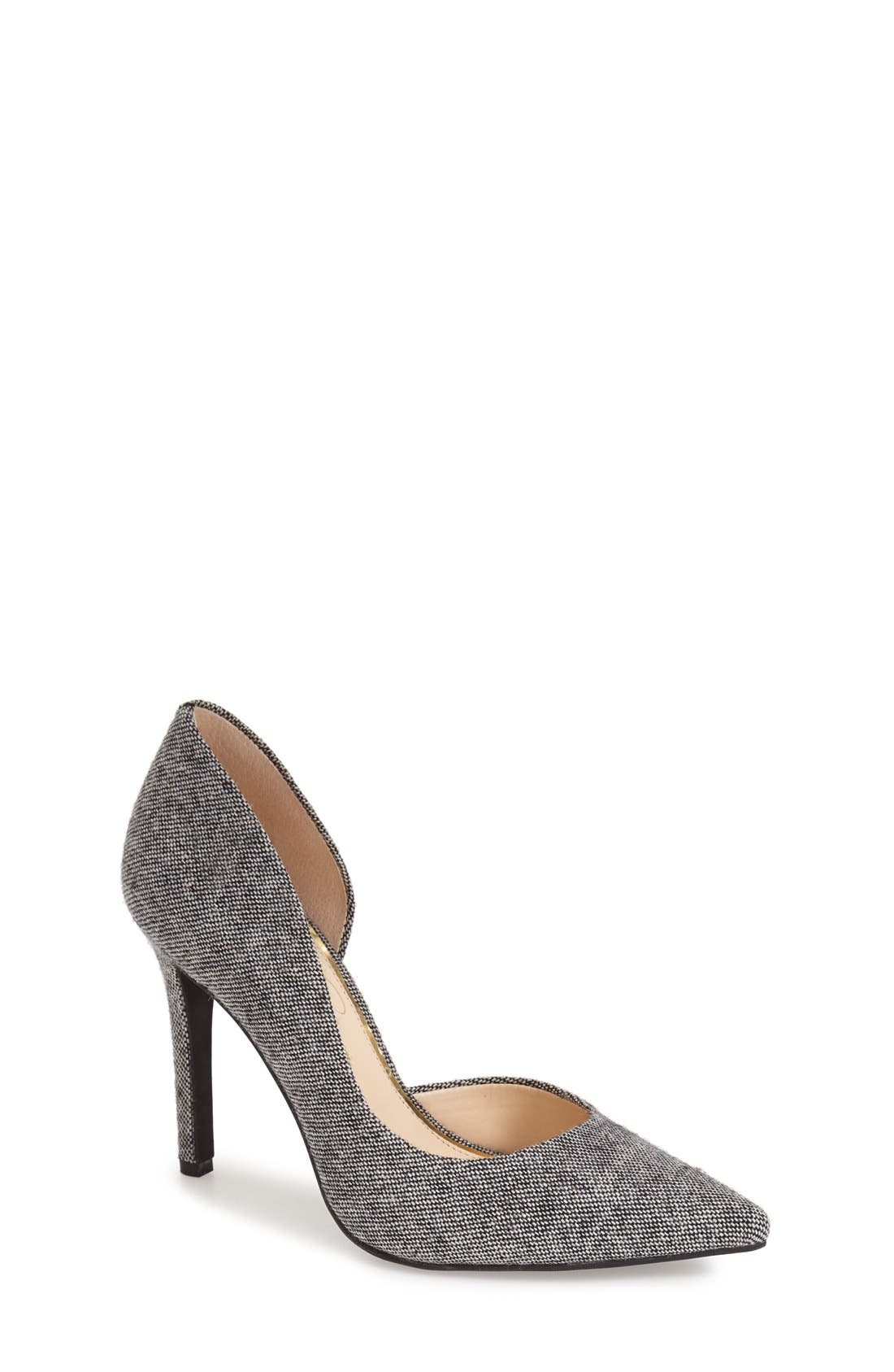 'Claudette' Half d'Orsay Pump, Main, color, BLACK/ WHITE