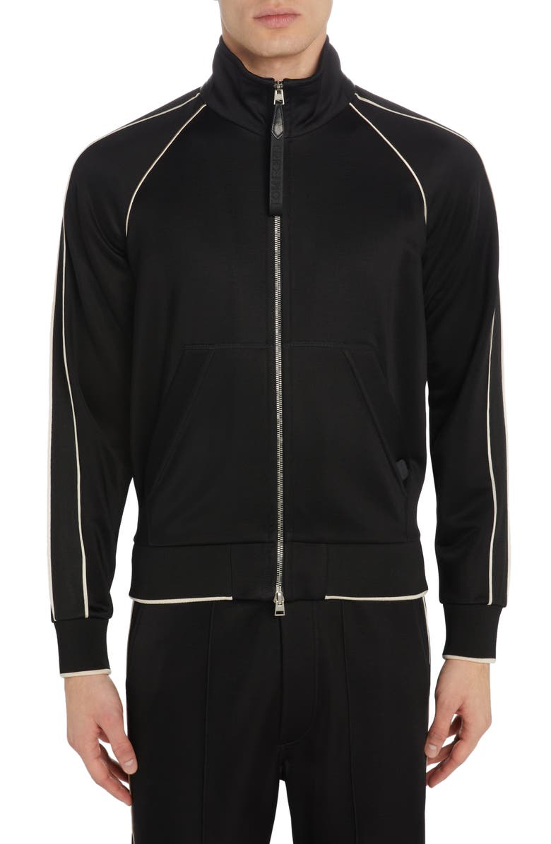 TOM FORD Luxury Stretch Jersey Jacket, Main, color, Black