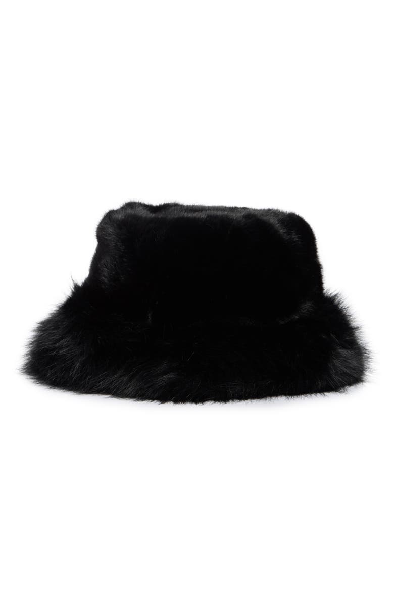 Steve Madden Super Plush Faux Fur Bucket Hat, Main, color,
