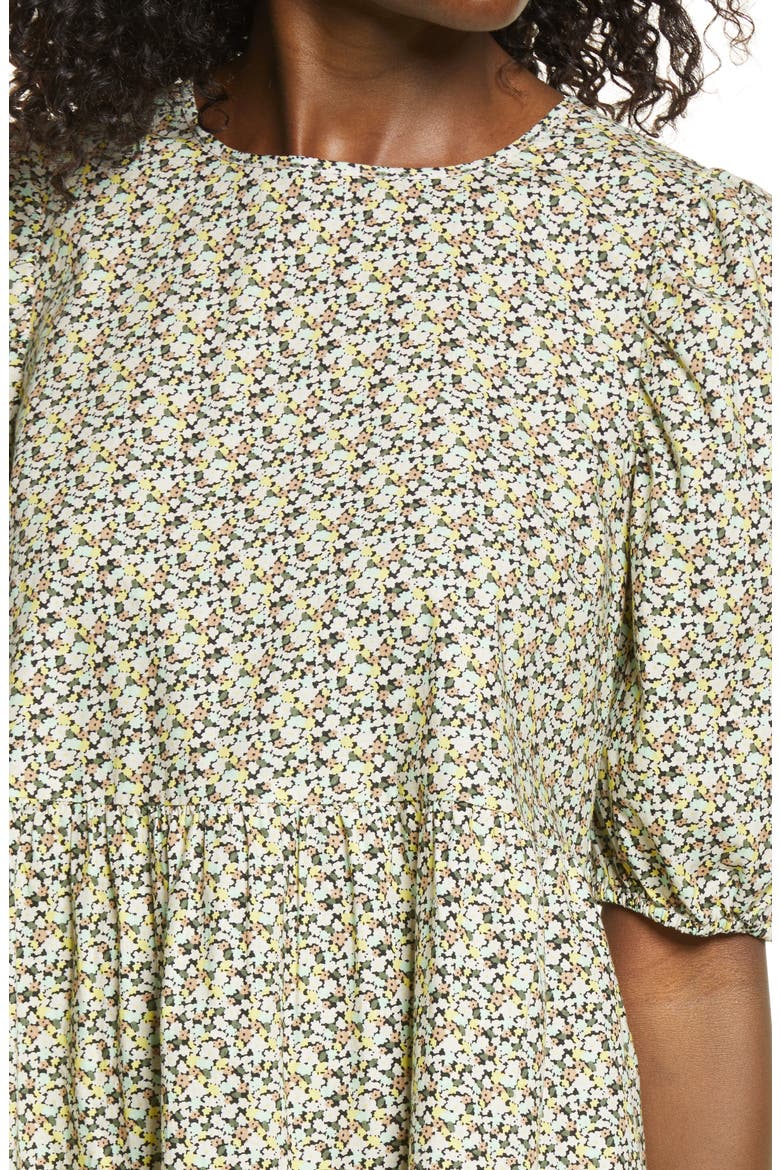 Lykke Puff Sleeve Floral Print Dress, Alternate, color, BIRCH AOP LYKKE