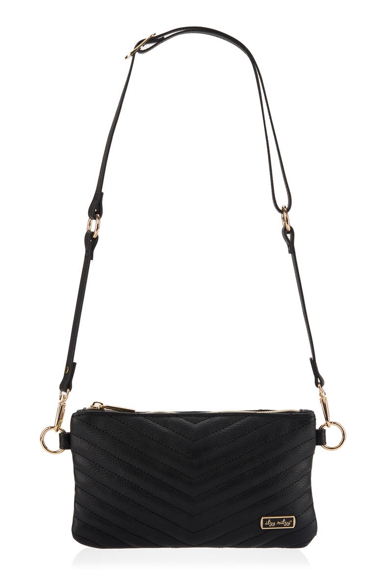 Boss Convertible Faux Leather Clutch, Main, color, BLACK