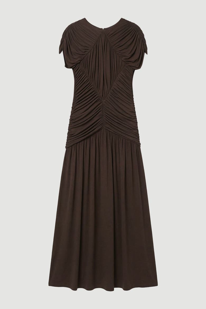 Ruched Jersey Maxi Dress, Alternate, color, Chocolate