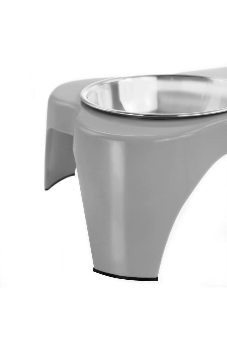 Gibson Home Bow Wow Meow 3 Piece Elevated Pet Bowl Dinner Set, Alternate, color, Grey