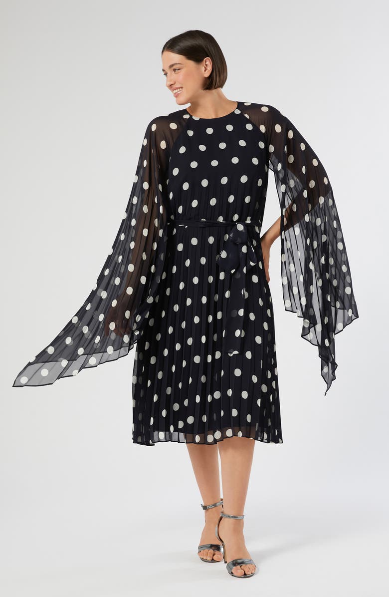 Marina Rinaldi Long Sleeve Georgette Midi Dress, Alternate, color, Ultramarine