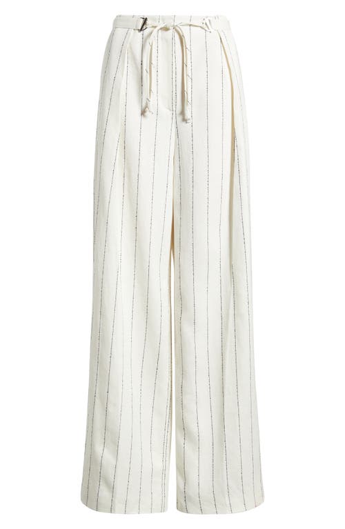Hugo Boss Womens Open Miscellaneous Pinstriped Wide-leg High-rise Stretch Linen-blend Trousers
