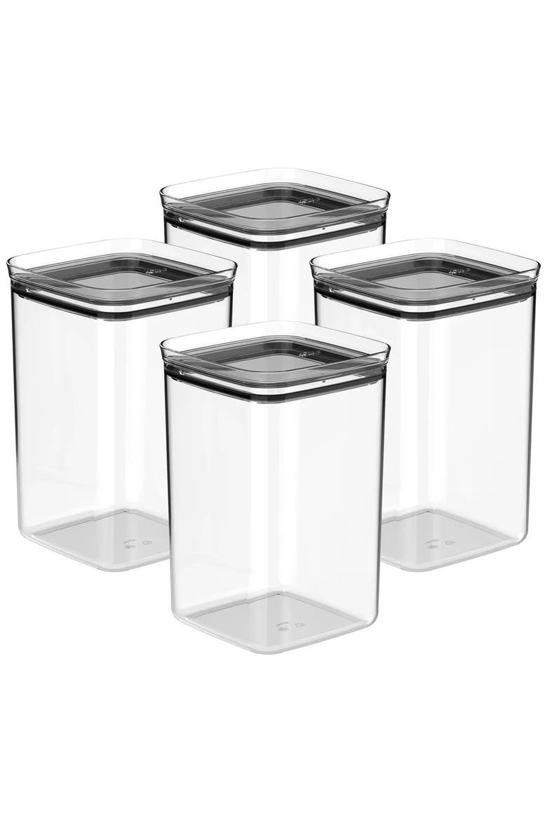 Airtight Clear Stackable Food Storage Container Set with Leak Proof Lid, Main, color, Clear