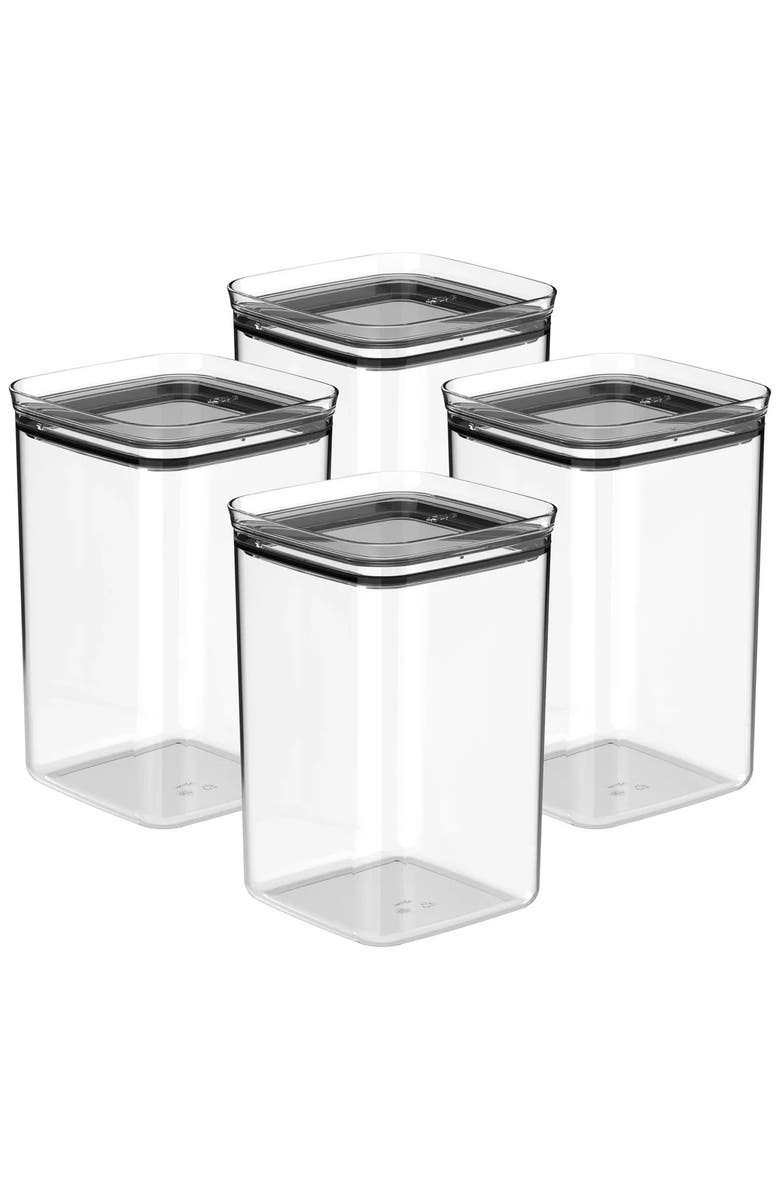 OU Airtight Clear Stackable Food Storage Container Set with Leak Proof Lid, Main, color, 