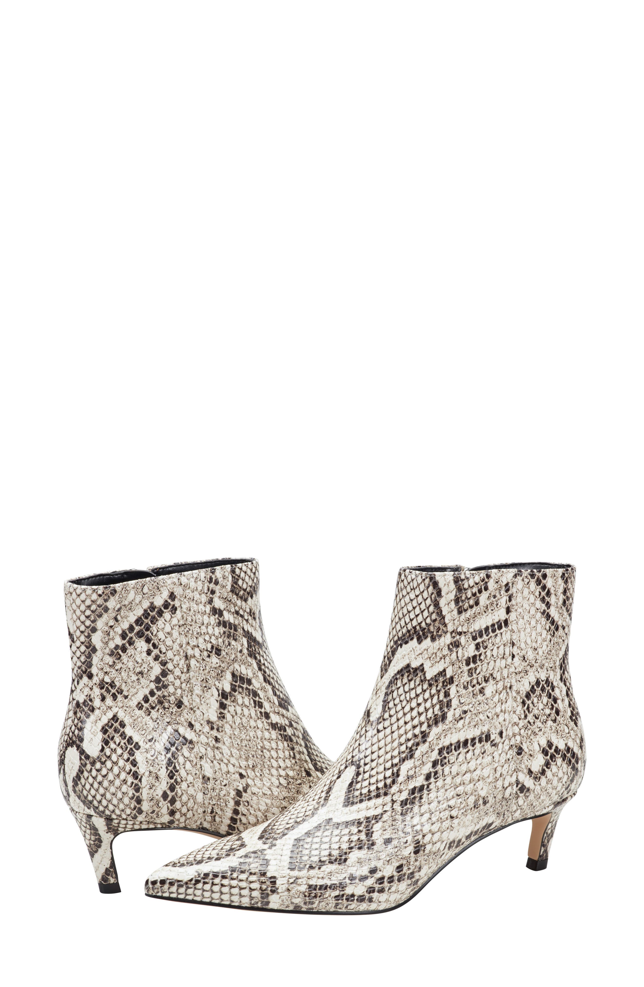Marc Fisher LTD Itzia Pointed Toe Kitten Heel Bootie, Alternate, color, White