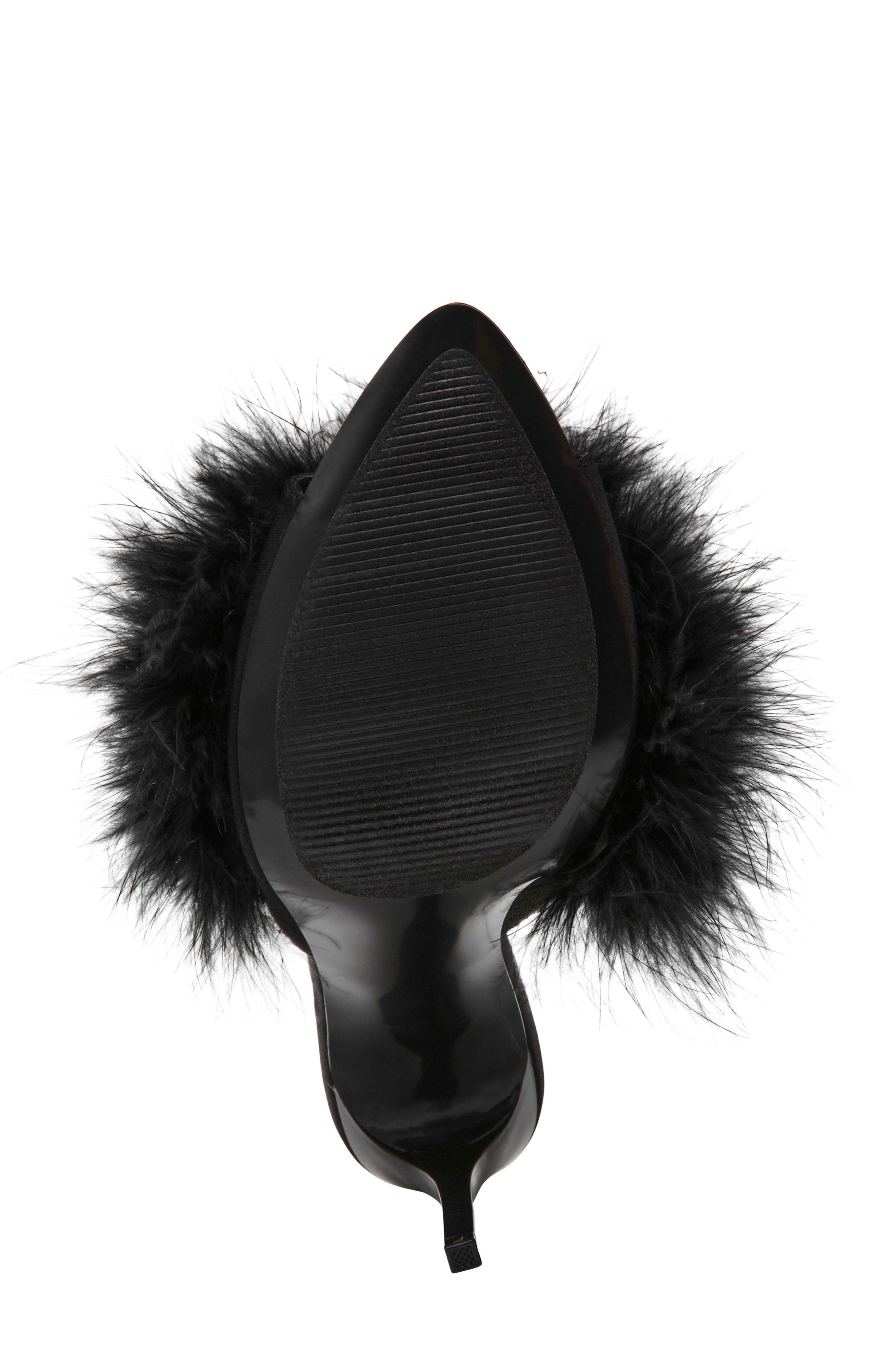 Steve Madden Ashbey Faux Feather Sandal, Alternate, color, Black