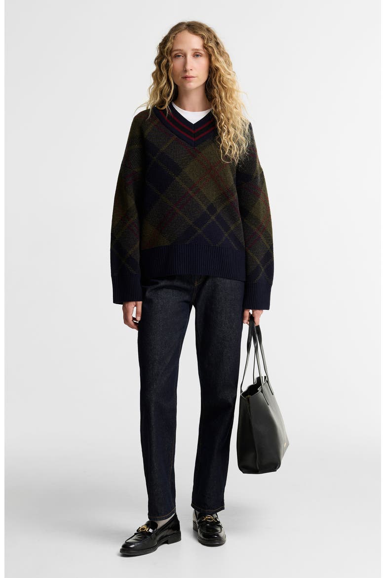Shae V-Neck Wool Blend Sweater, Alternate, color, SHADOW CLASSIC TARTAN