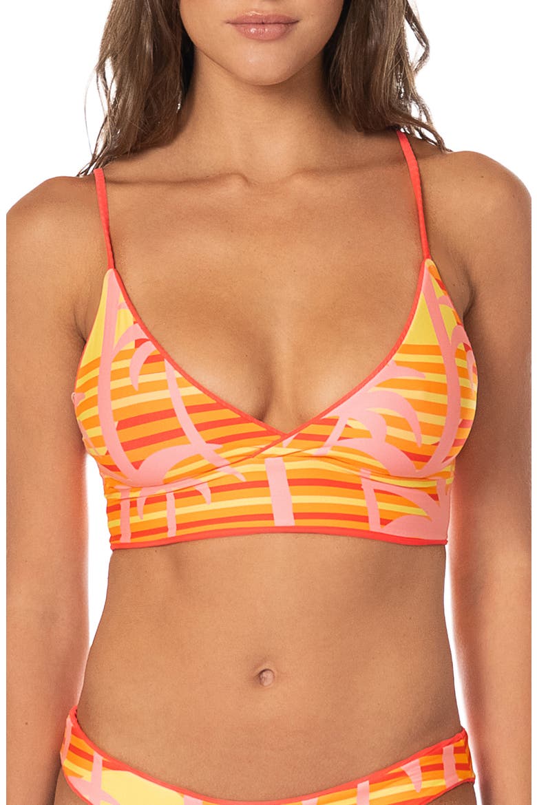 Sunset Punch Lace-Up Bikini Top, Alternate, color, BRIGHT RED