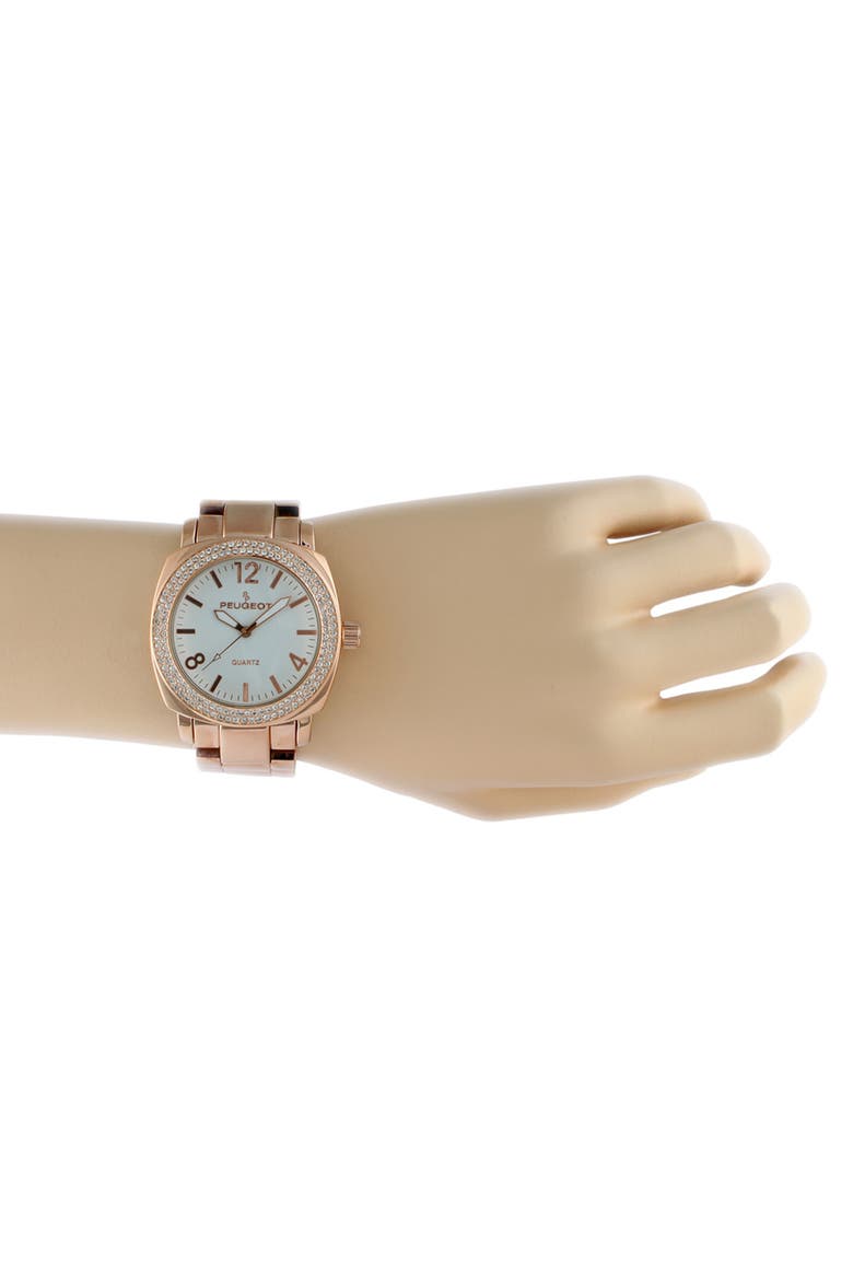 Boyfriend Round Crystal Bracelet Watch- 40MM, Alternate, color, Rose Gold