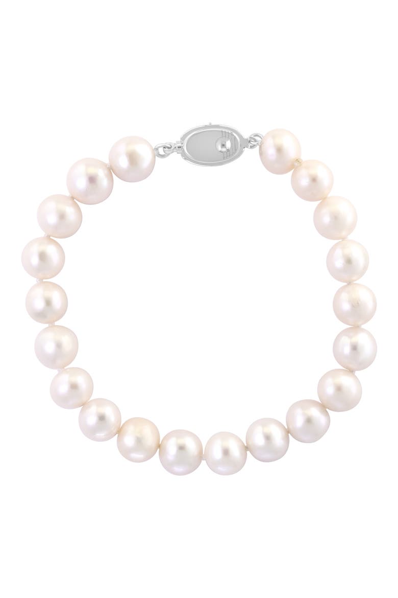 Sterling Silver Freshwater Pearl Bracelet, Main, color, WHITE