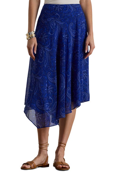 Paisley High Low Midi Skirt