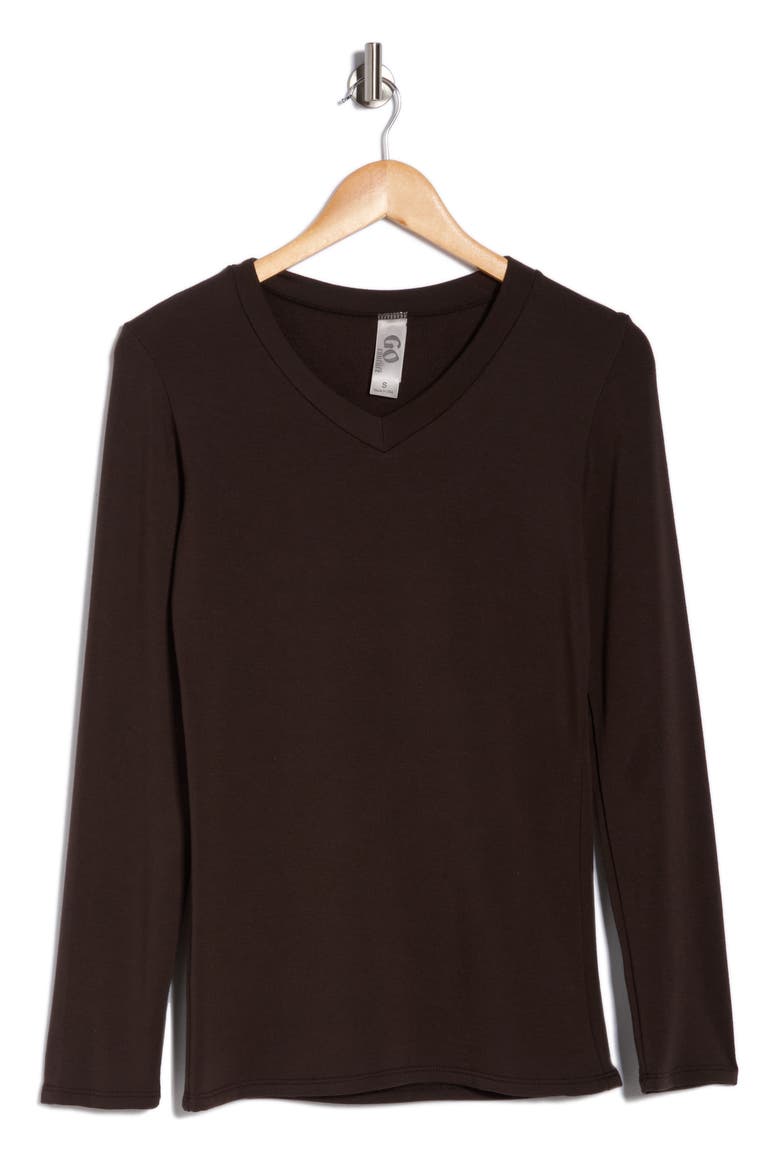 V-Neck Long Sleeve T-Shirt, Alternate, color, RAW UMBER