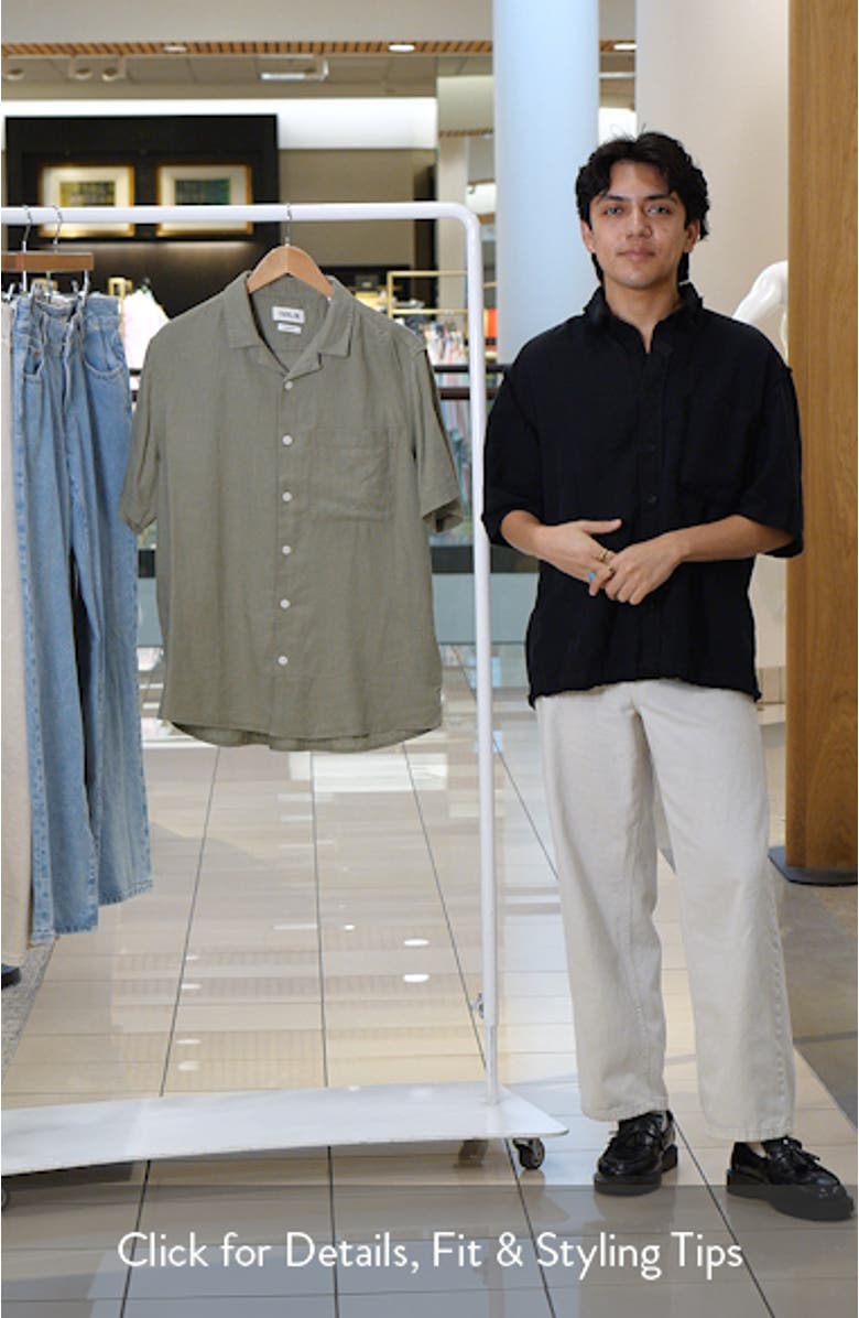 Allan Solid Linen Blend Camp Shirt, sales video thumbnail