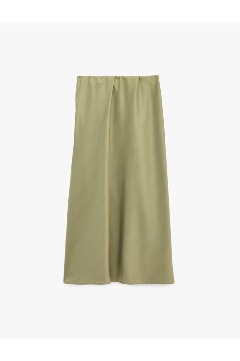 Elastic Waist Satin Midi Skirt, Alternate, color, SAGE