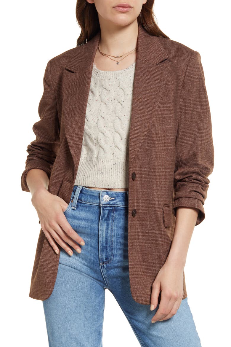 Glen Plaid Blazer, Main, color, BROWN- GREY MENSWEAR PLAID