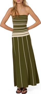 Nobody's Child Stripe Bandeau Maxi Dress